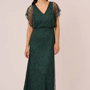 Emerald Beaded Blouson Mermaid Gown (Adrianna Papell)